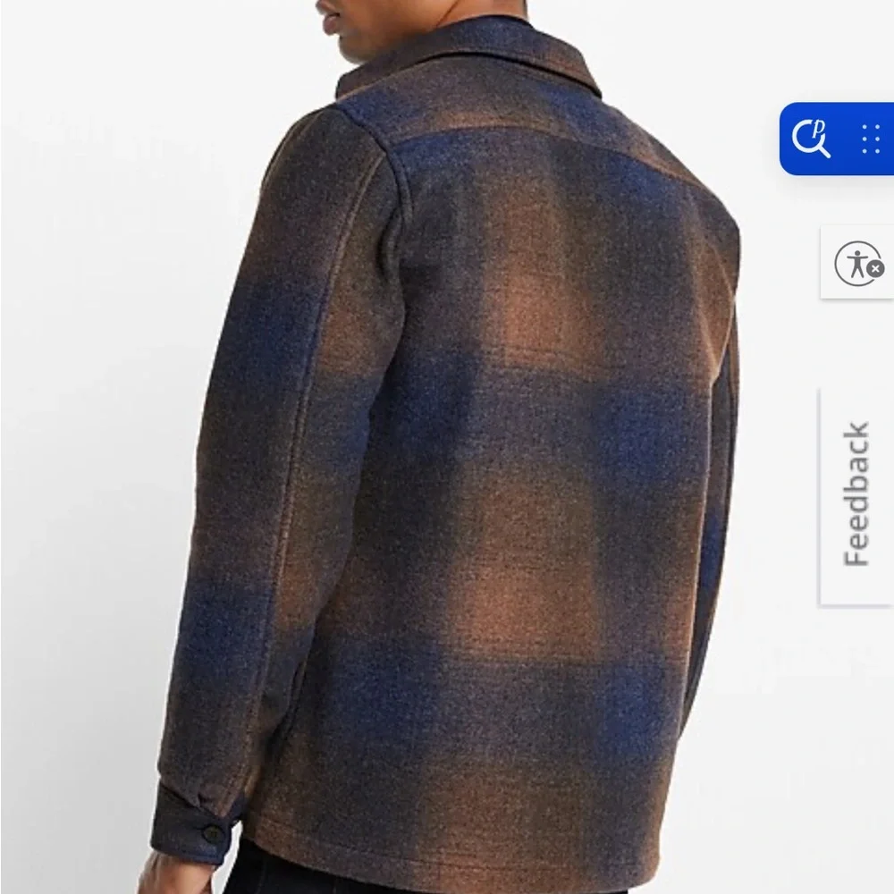 Express Men's Plaid Shirt Jacket - Picture 6 of 7